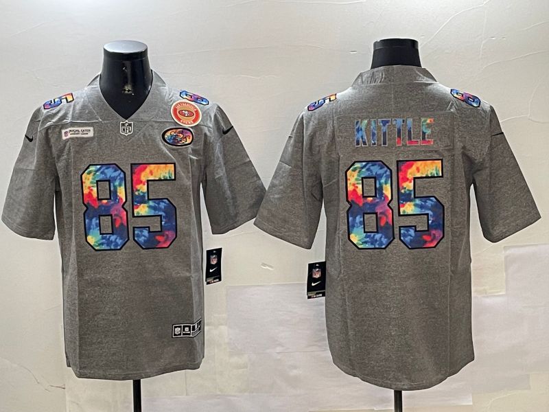 Men San Francisco 49ers #85 Kittle Grey Rainbow 2024 Nike Limited NFL Jersey style 5